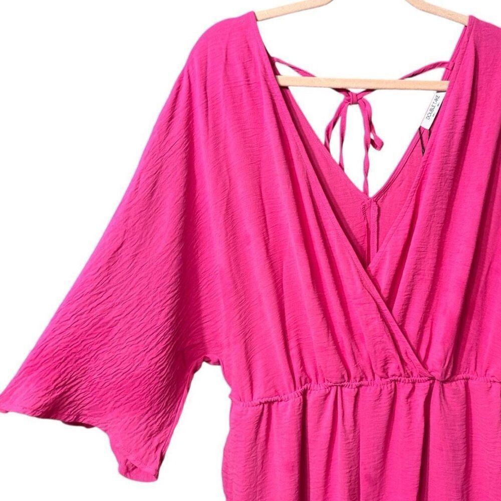 Hot Pink Surplice Wide Leg Dolman Sleeve Jumpsuit with Pockets NWT - Picture 8 of 14